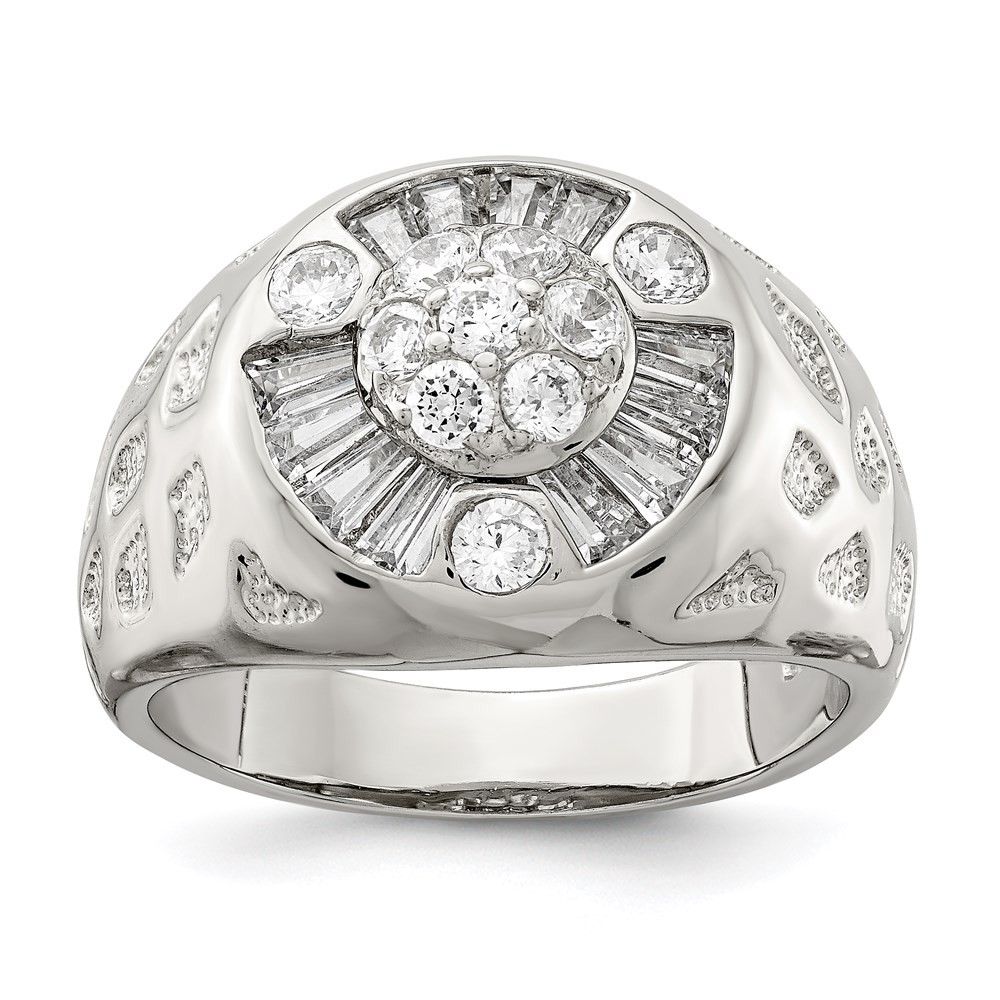 925 Sterling Silver Men's Cubic Zirconia Ring Size 11