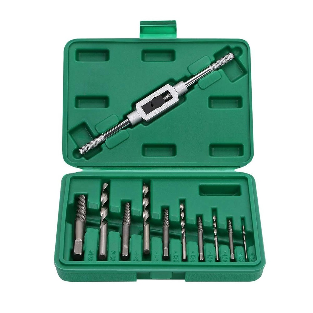 11-Piece Damaged Screw Extractor Kit - Broken Bolt & Stud Remover Drill Bit Set