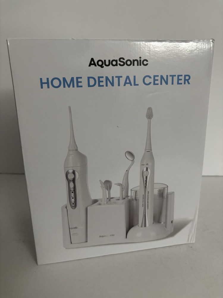 Aquasonic Home Dental Center Rechargeable Power Toothbrush White - NEW