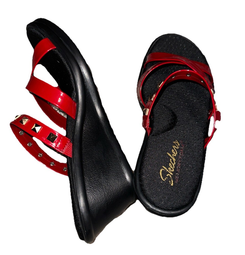 Women’s Skechers Memory Foam Platform Sandal Size 9 Black/ Red