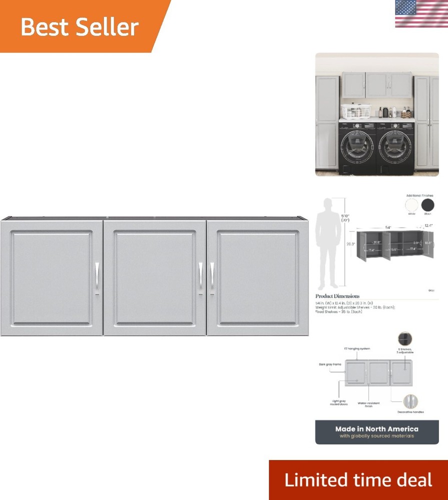 Evolution Kendall 54-Inch Grey Wall Cabinet for Stylish Storage