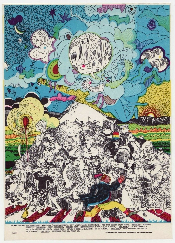 1968 Avalon Ballroom Quicksilver Postcard FD 107 Near Mint Condition
