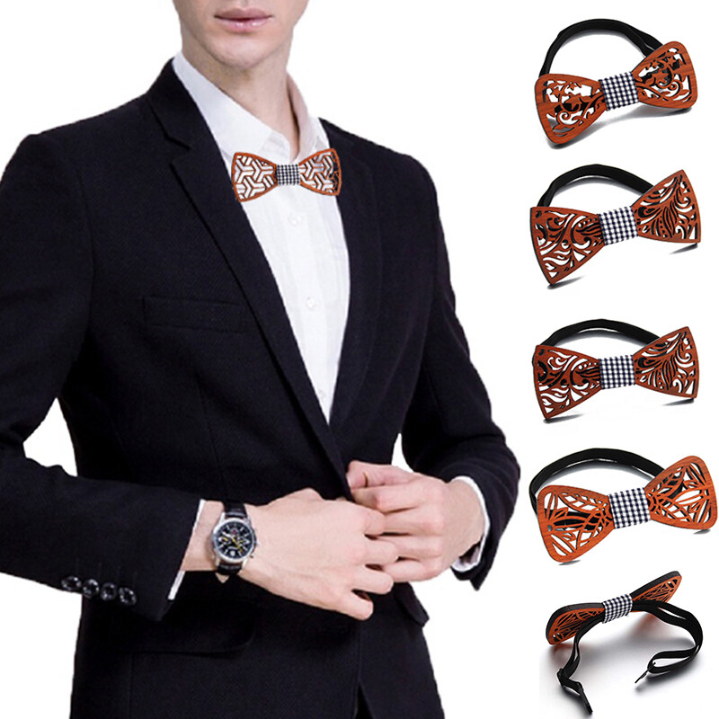 Wood Bow Tie Pattern Bow Tie Decorative Bow Tie Accessories Geometric Bow Tie