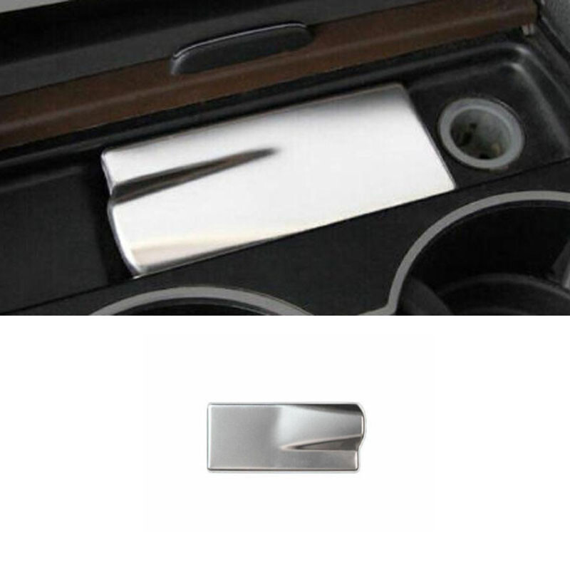 Silver Steel Console Cigarette Lighter Storage Box Trim For Benz ML GL 2012-2016