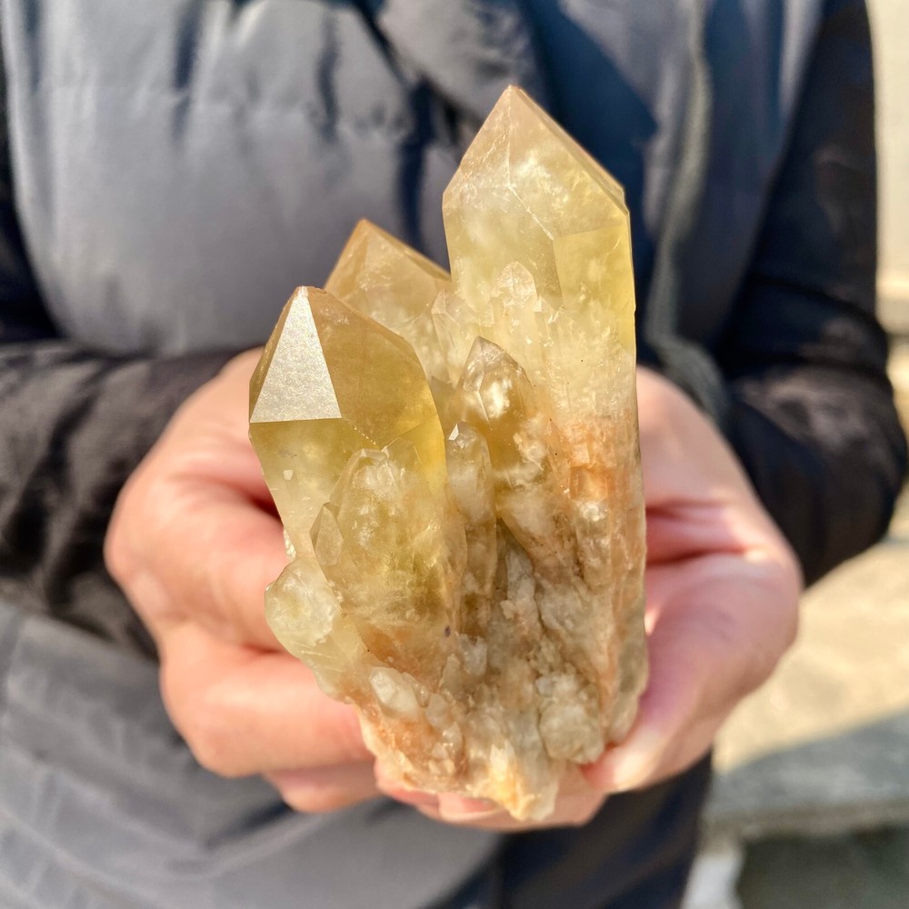 202G Natural Citrine Quartz Cluster Mineral Specimen for Restoration