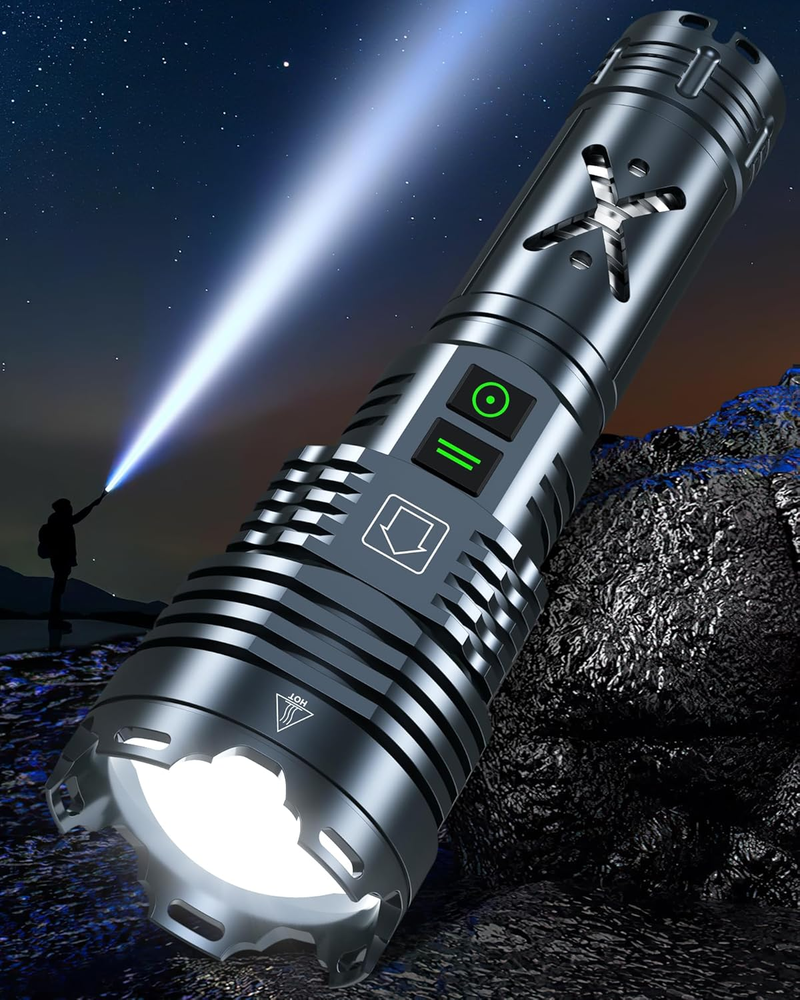 Super Bright 2500000 High Lumens Flashlights Rechargeable, Powerful LED Flashlig