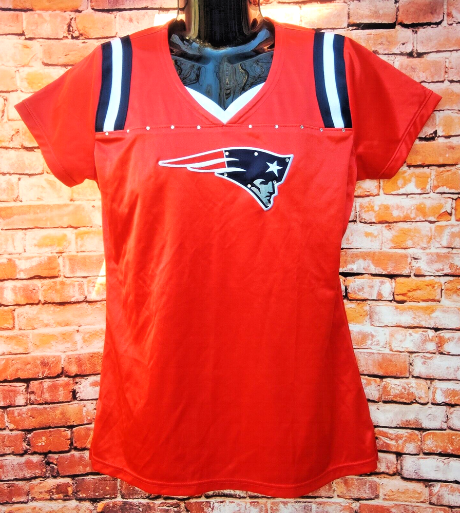 New England Patriots Rhinestone Jersey Shirt NFL Team Apparel
