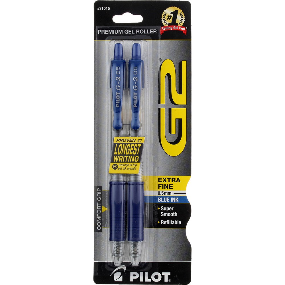 3 Pack Pilot G2 Retractable Gel Ink Pen, Extra Fine, Blue 31015, 2 Ct