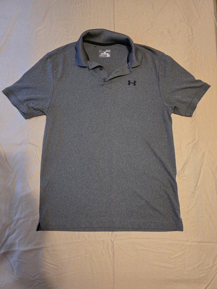 UNDER ARMOUR HEATGEAR LOOSE SHORT SLEEVE POLO GRAY MENS MEDIUM EXCELLENT