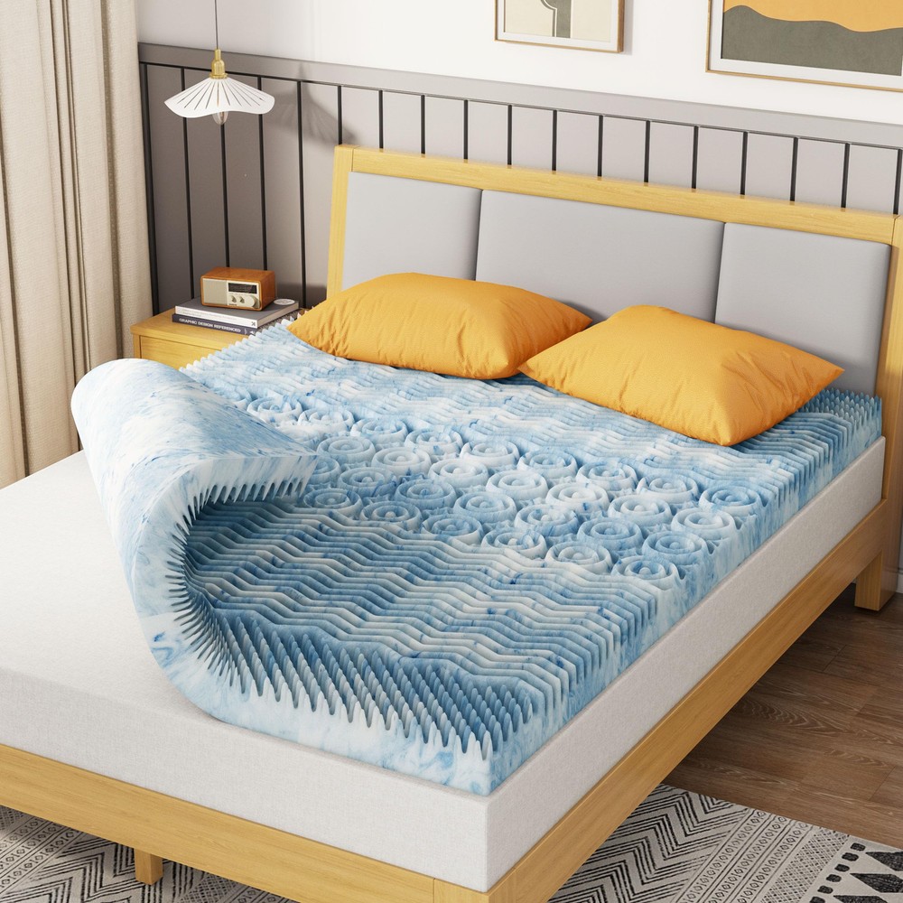 Molphit 3-Inch 7-Zone Full Memory Foam Mattress Topper, Cooling Gel Mattress ...
