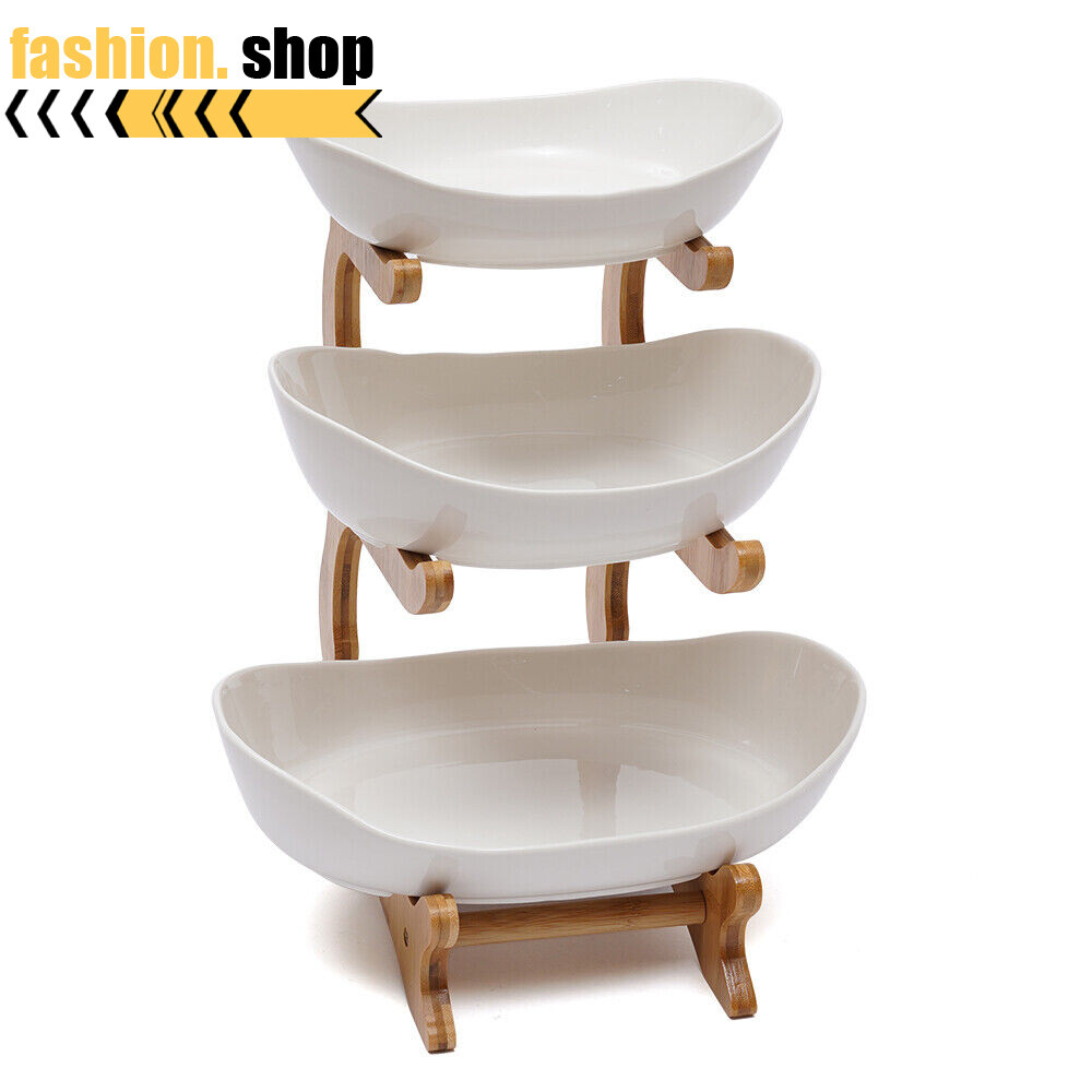3-Tier Bamboo Storage Rack for Fruits Vegetables Snacks Party Serving