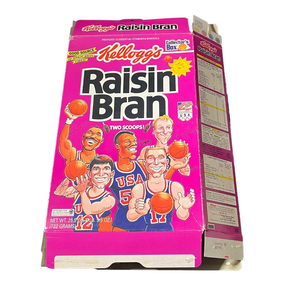 Kellogg's Raisin Bran USA Dream Team Basketball Empty Flattened Cereal Box