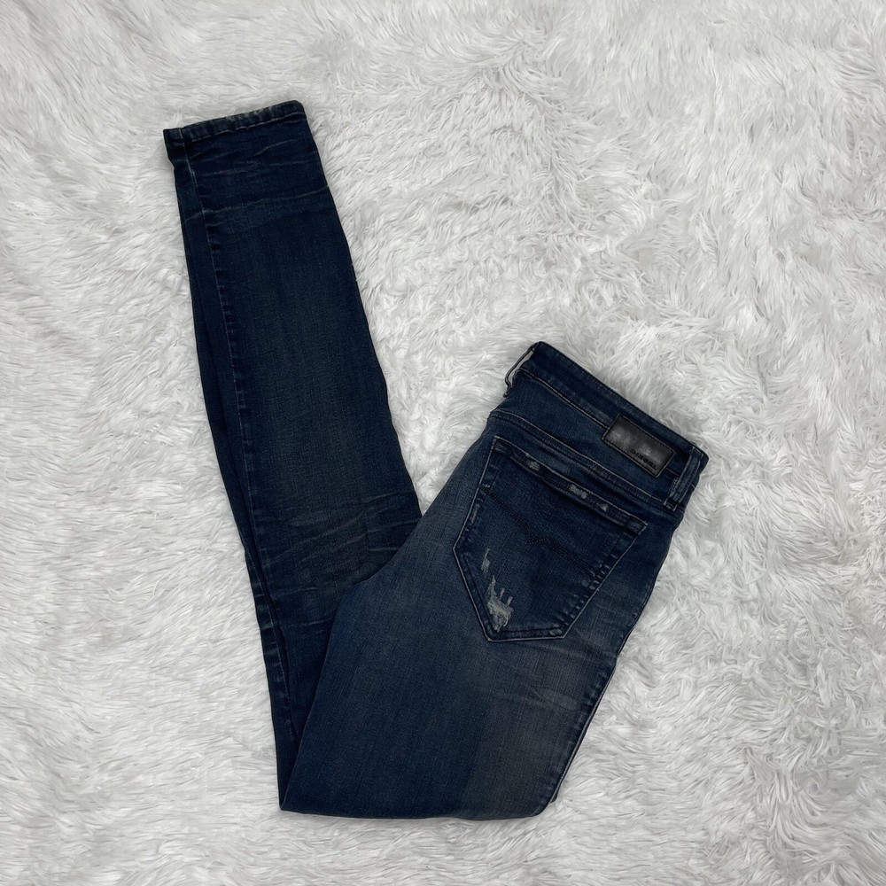 Diesel Skinzee Super Slim Skinny Jeans Womens Size 30 30x32 Dark Blue Distressed