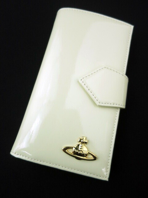 Vivienne Westwood Bi-Fold Mini Wallet Enamel Cream Leather Unisex B16305 New