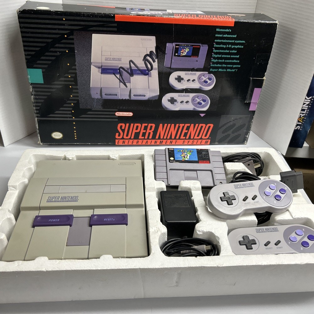 SNES Nintendo Super NES Console w/ Super Mario World Tested See Pics!!