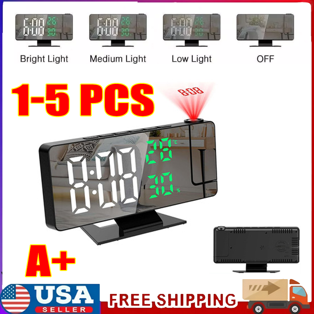7.8 Inch LED Digital Projector Alarm Clock with Dual Alarms and Snooze Timer