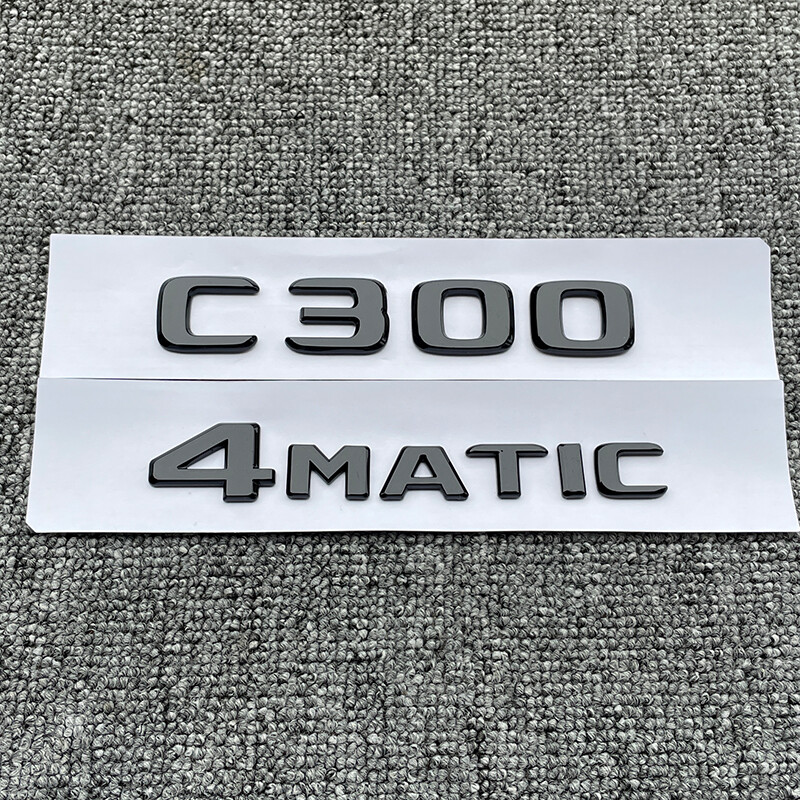 2X C300 Emblem 4MATIC Gloss Black W205 Rear Trunk Badge AMG Fits Mercedes Benz /