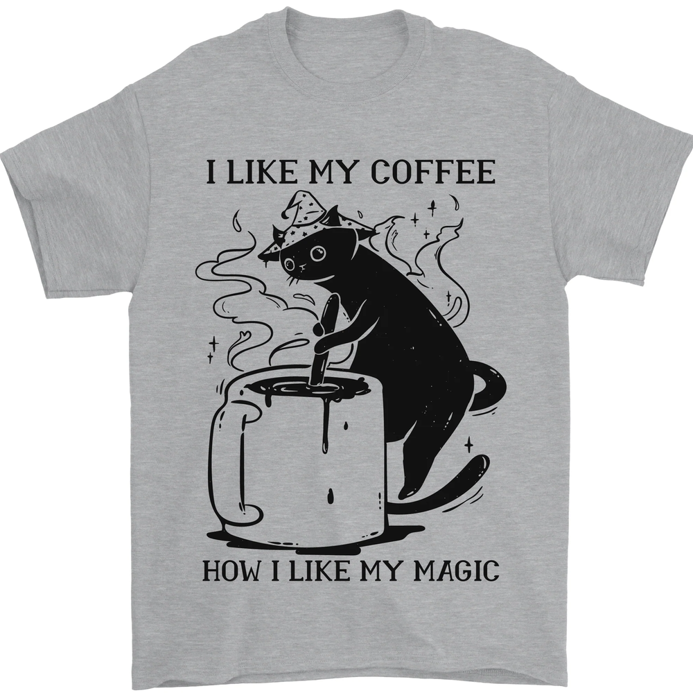Black Cat Halloween Funny Coffee Mens T-Shirt 100% Cotton