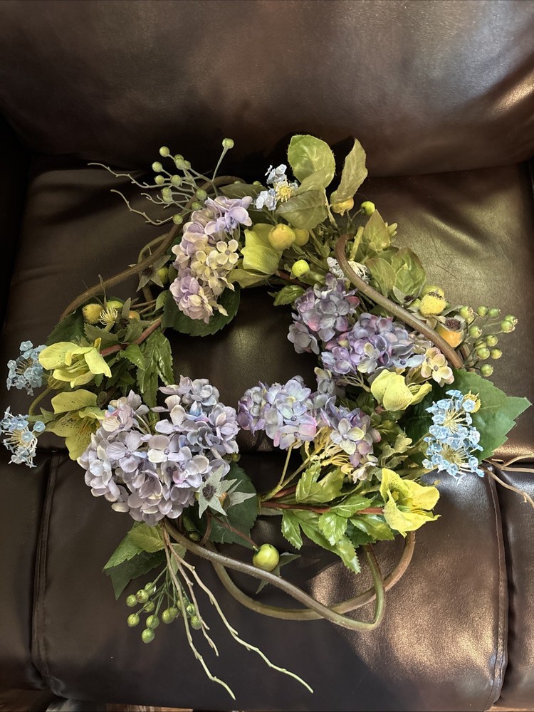 Hydrangea Floral Summer Door Sign with Wreath Decor