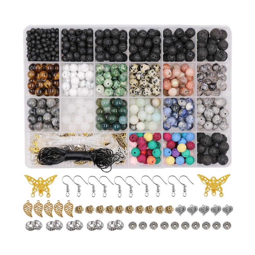 Civilipi 474pcs Bracelet Stone Bead for Jewelry Making Lava Rock Beads Gemsto...