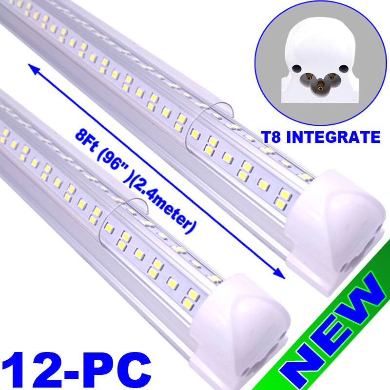 12 Pack Led Shop Light 8 Foot 144W 8ft LED Tube Light T8 Integrate 4 Row Fixture