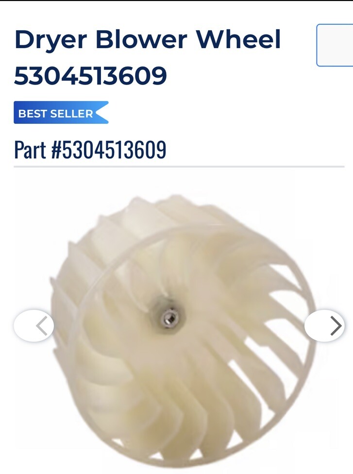 Electrolux 5304513609 Dryer Blower Wheel Assembly