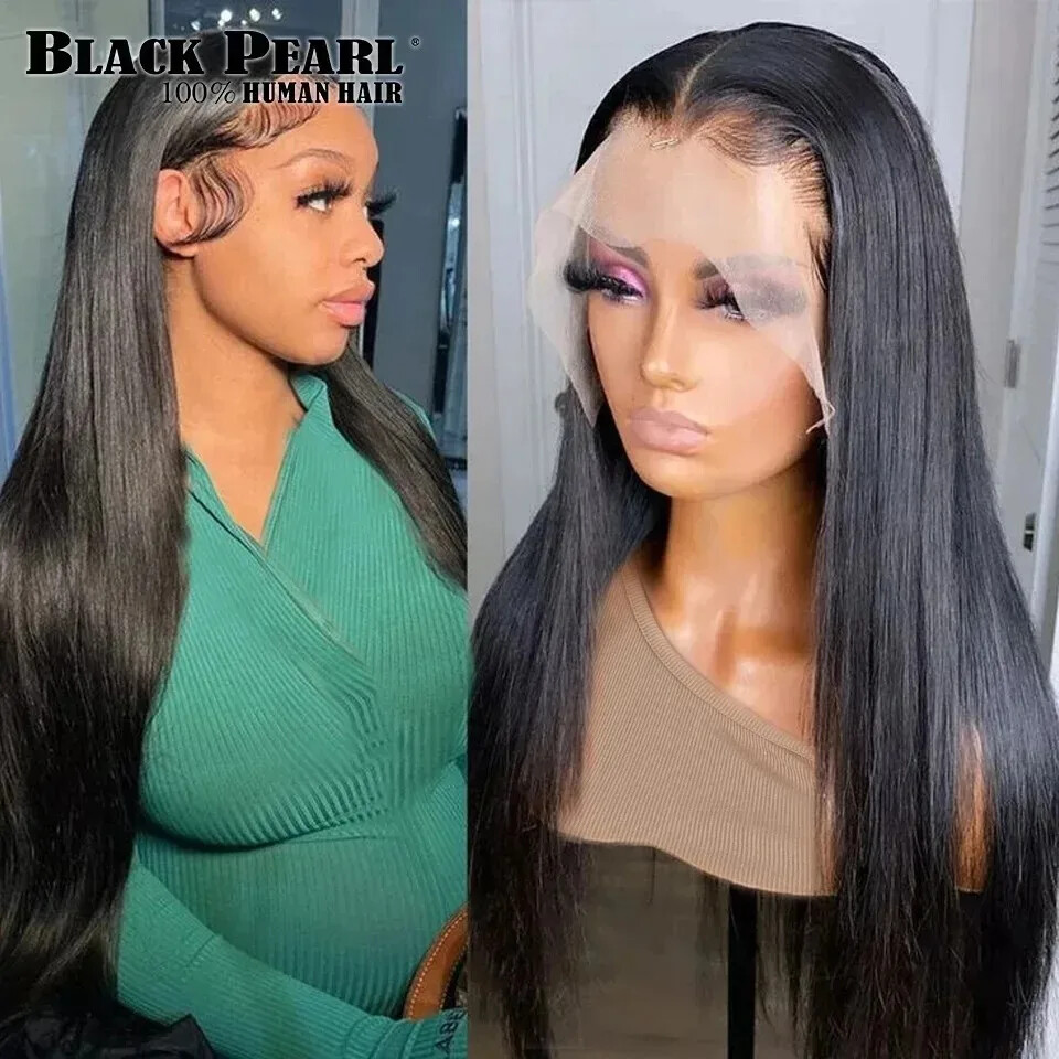 13X4 Straight Human Hair Lace Front Wig with 4X4 HD Lace Closure