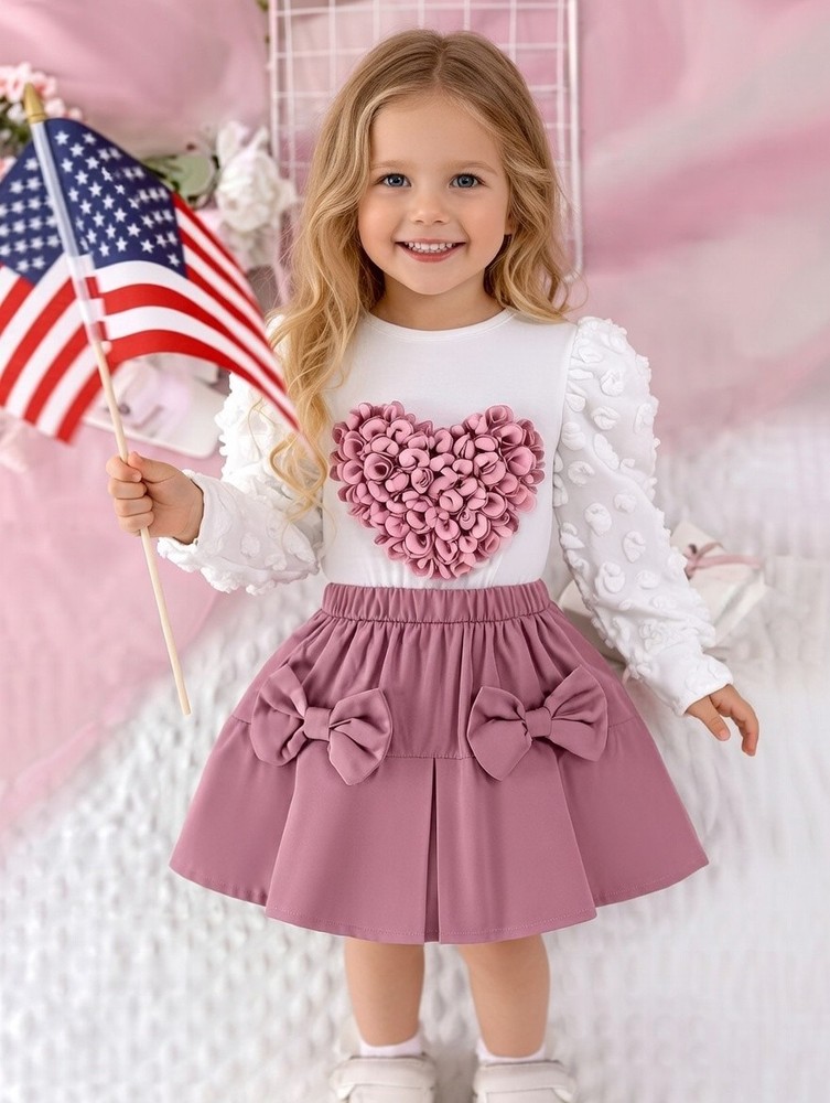 2PCS Top + Pink short | Girl Summer Dress | 2-3 Years Cute Princess Party Outfit