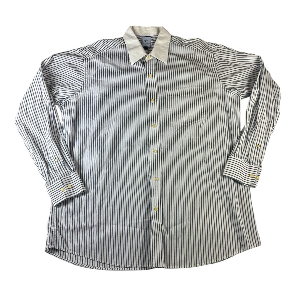 Tommy Hilfiger Men's Light Blue Striped Dress Shirt Size 16.5 34/35 EUC