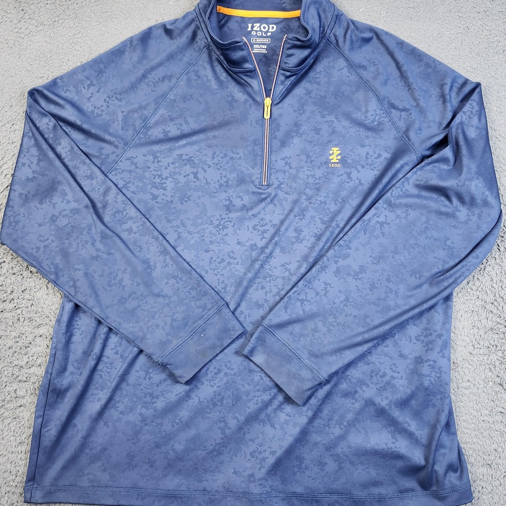 IZOD Golf Pullover Mens 2XL Blue Quarter Zip Z-Series Performance Camo Shirt
