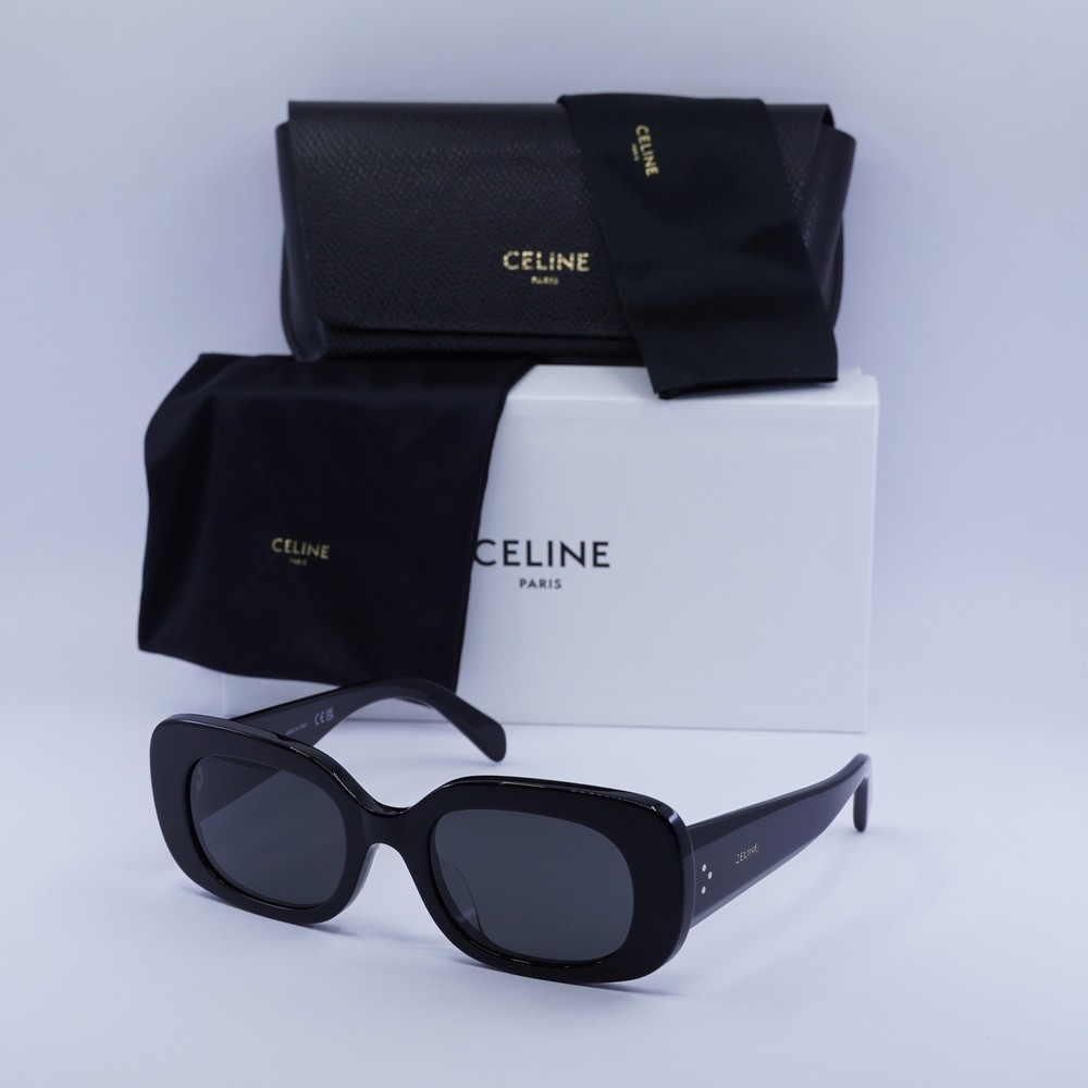 Celine CL40287U 01A Shiny Black/Grey 51-21-140 Sunglasses New Authentic