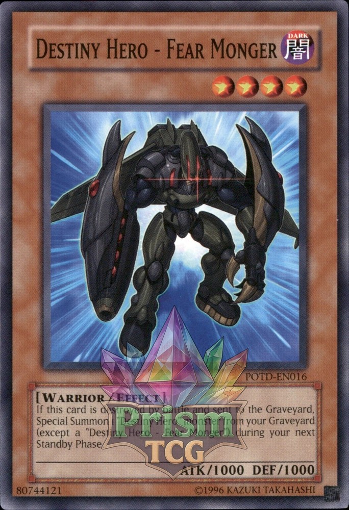 Destiny HERO Fear Monger POTD-EN016 Yugioh Rare Trading Card