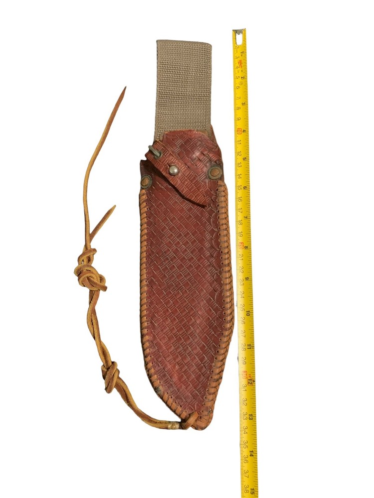 BROWN LEATHER SHEATH FOR LARGE 10 INCH deer BOWIE hunting knife