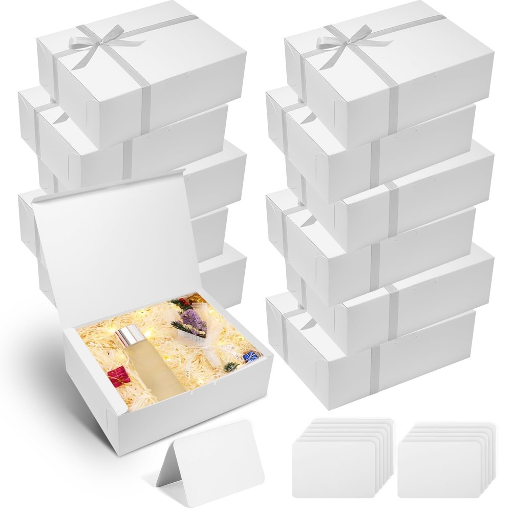 12-Piece Large White Gift Box Set with Lid - 12x9x4 Inch Collapsible Storage & Wrapping Boxes