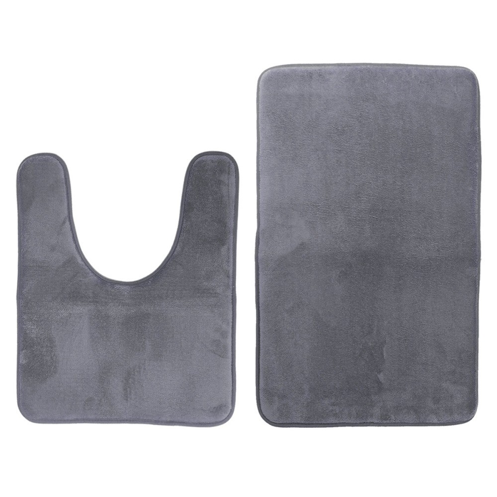 2 Non-Slip Bathroom Floor Mats for Around Toilet - Soft & Absorbent