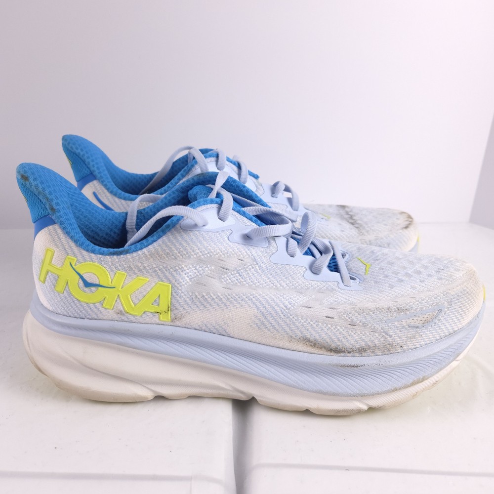 Hoka One One Clifton 9 Men 9.5 D Blue White Running 1127895 IWEP Great Tread!