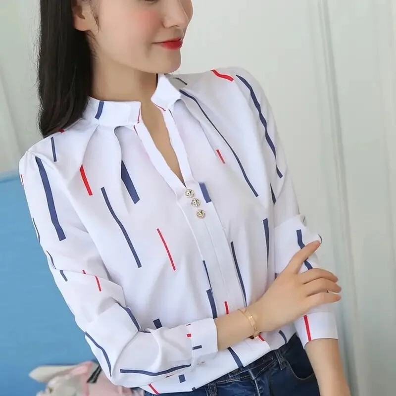 Blusas de mujer Moda Estampado de rayas Tops casuales