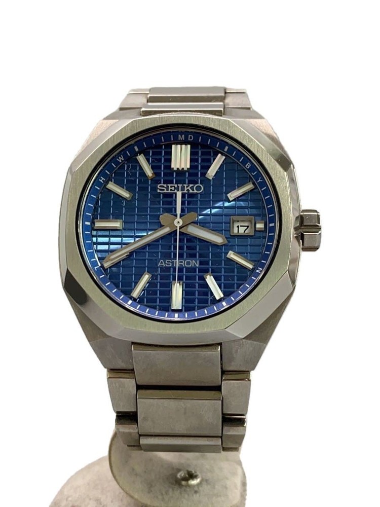 SEIKO Stainless Steel Blue Silver Analog Quartz Wristwatch 7B72 0AF0