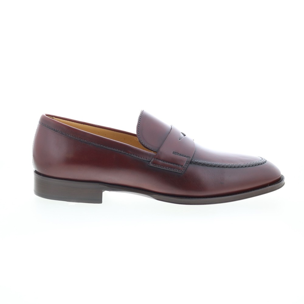 Zelli Italia Roma Calfskin Mens Burgundy Loafers & Slip Ons Penny Shoes 9
