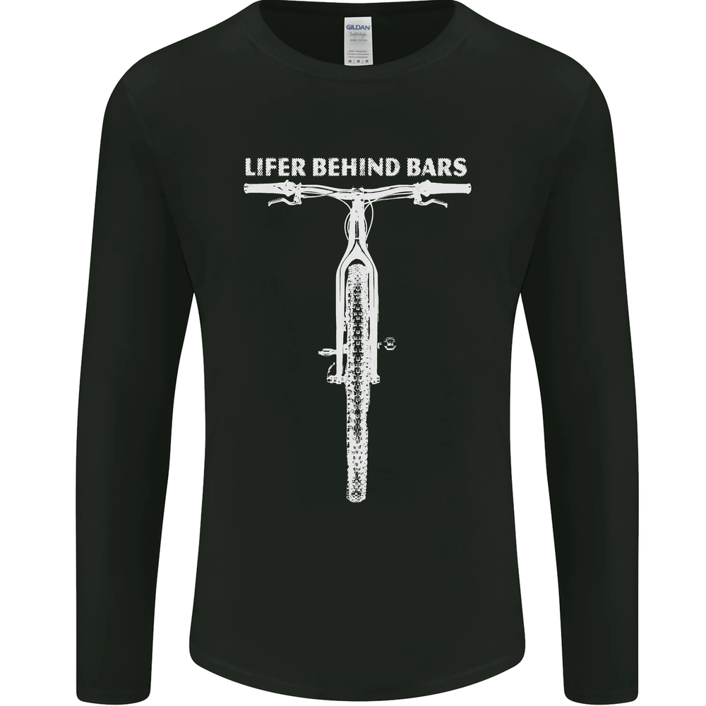 Funny Cycling Lifer Behind Bars Mens Long Sleeve Tee
