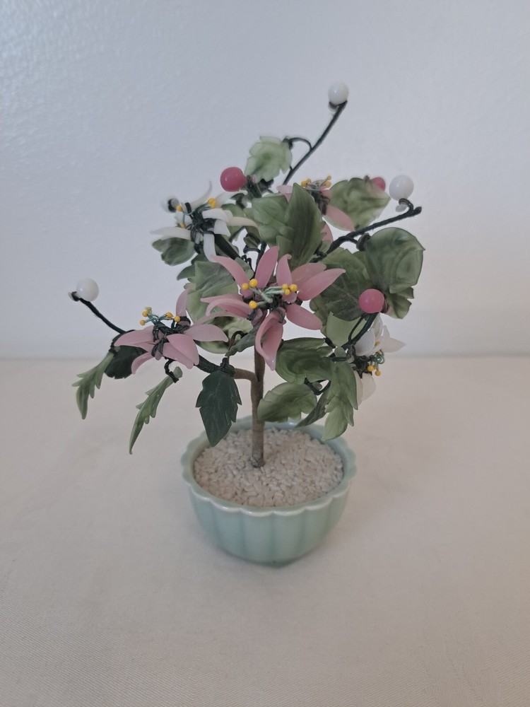 Vintage Bonsai Tree Blossoms Jade