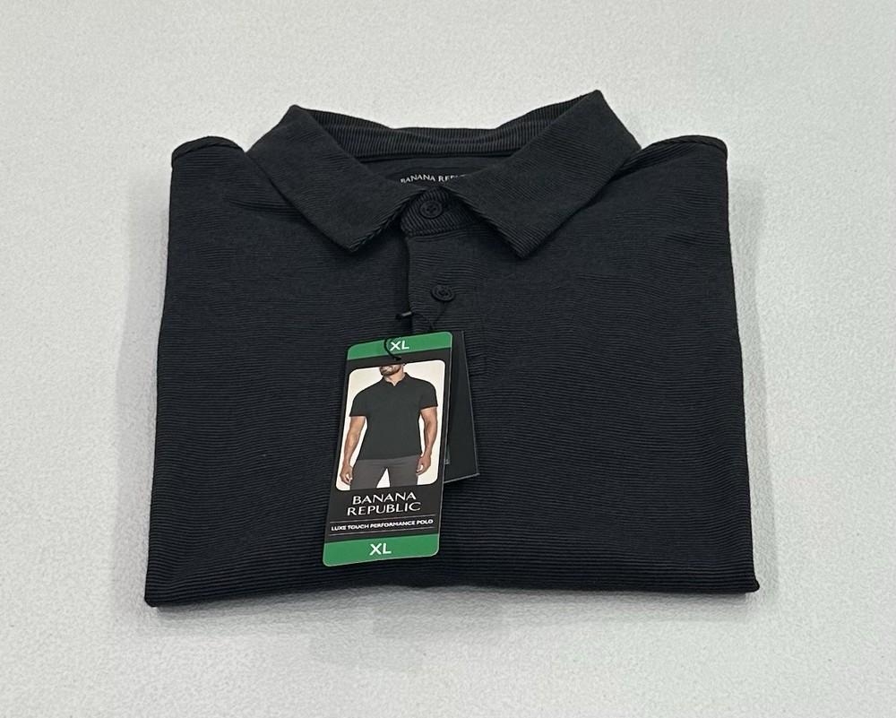 Banana Republic Men's Luxe Touch Performance Polo Shirt, Black, Size XL