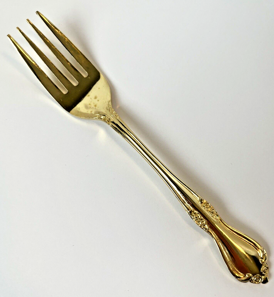 Brenton Rose Salad Fork Replacement Piece Gold Electroplate Japan Flatware VTG