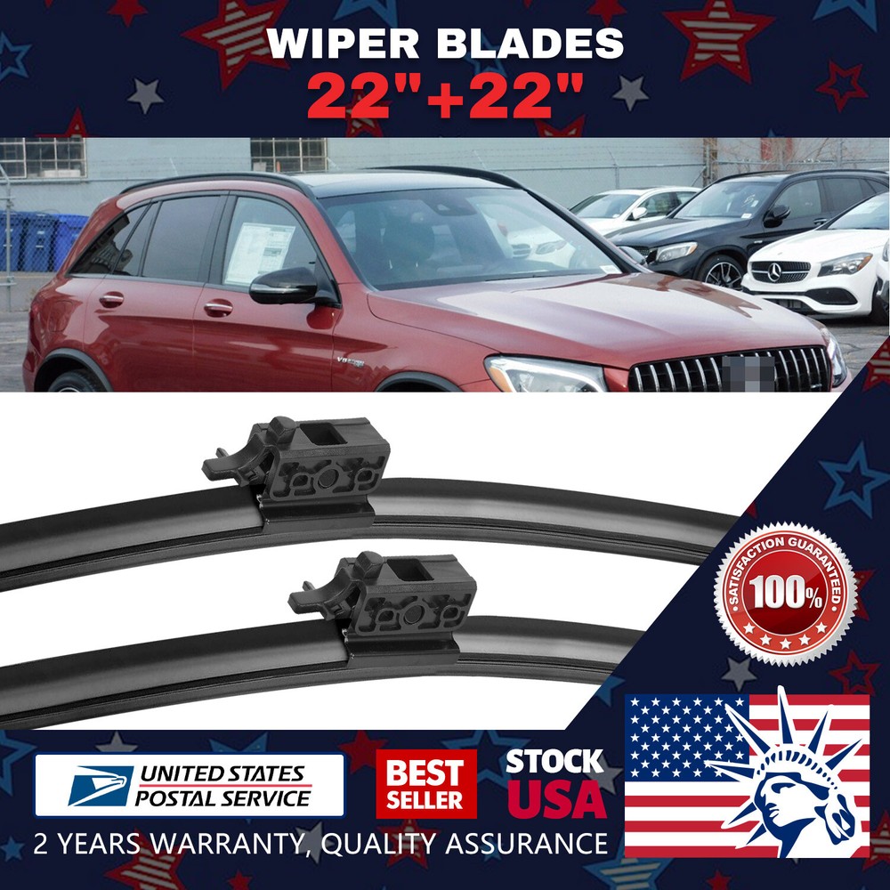 22''+22''OEM Quality Windshield Wiper Blades Top Lock Pair All Season Applicable