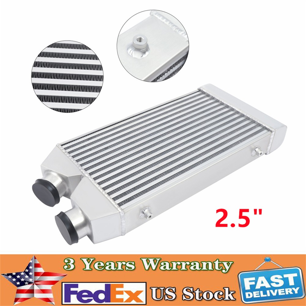 Universal Aluminum Intercooler 25x11x3 Front Mount 2.5 Inch Inlet Outlet Same Side