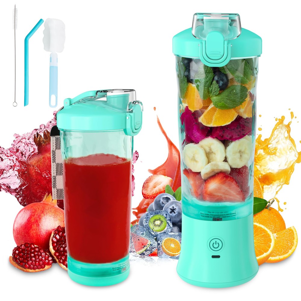 Portable 21 Oz Mini Blender for Smoothies with 6 Blades BPA Free