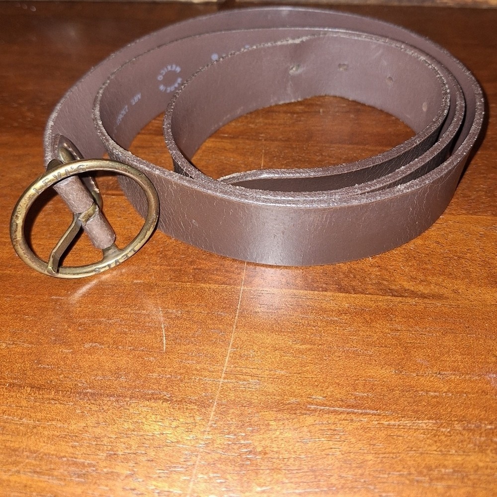 2000's Levi's Brown Leather Belt Brass Buckle Simple Classic Everyday Workwear