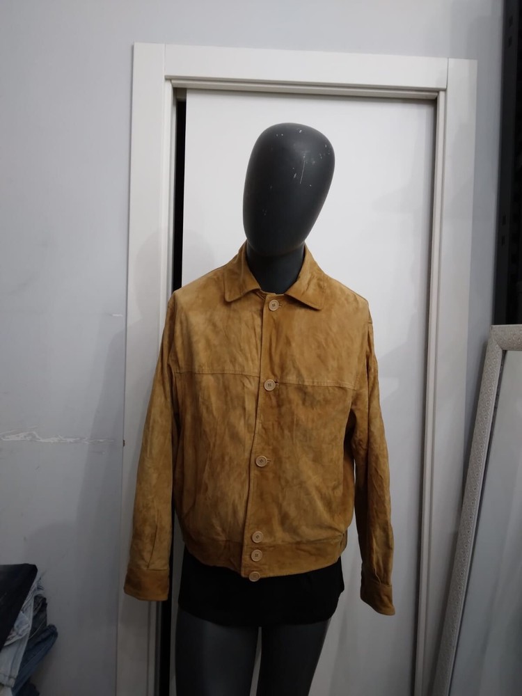 Real Leather Jacket Genuine Leather Used Man Size 48 Camel XYC945L