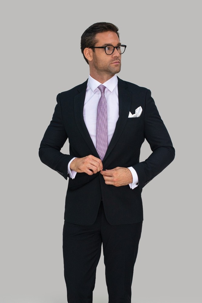 Cavani Men’s Formal Slim Fit Suit in Black 3-Piece Set Clearance Sale Was £225-image