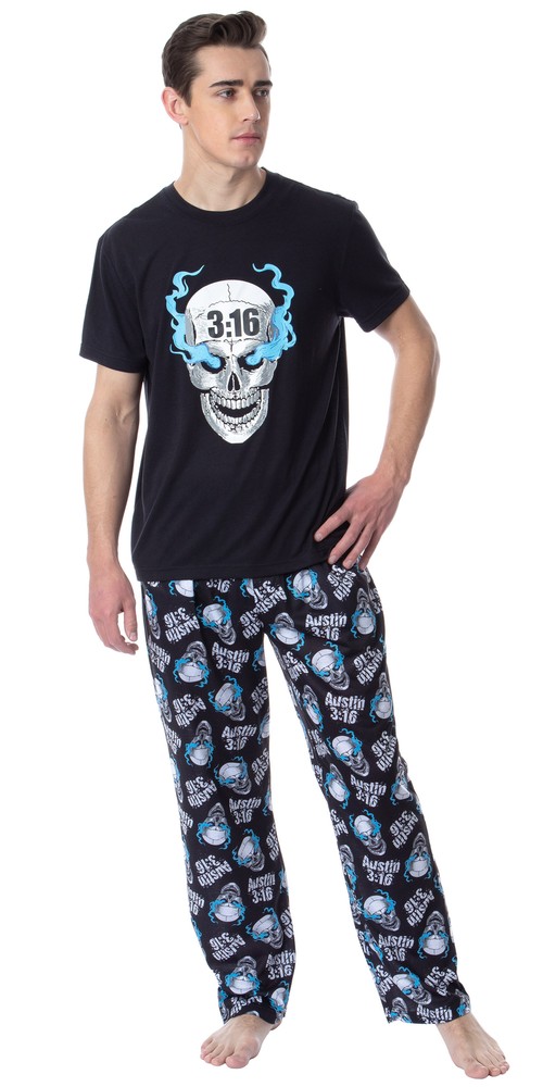 WWE Mens' Wrestling Stone Cold Steve Austin 3:16 Sleep Pajama Set